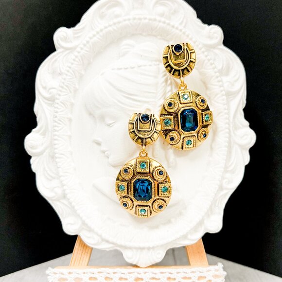 Blue Crystal Earrings, Bridal Crystal Earrings, Bridesmaids Crystal Earrings - Picture 6 of 11